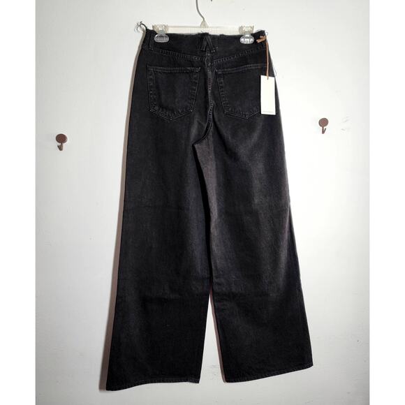 SLVRLAKE Taylor Wide Leg High Rise Pleated Jeans Distressed Frayed Waist - Picture 6 of 16